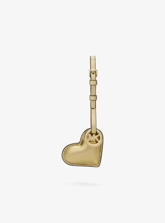 Adorno para bolso de piel con forma de corazón acolchado metálico