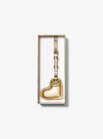 Adorno para bolso de piel con forma de corazón acolchado metálico