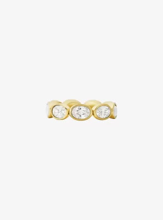 Anillo de tenis de circonita cúbica chapado en metal precioso Anillo de tenis de circonita cúbica chapado en metal precioso