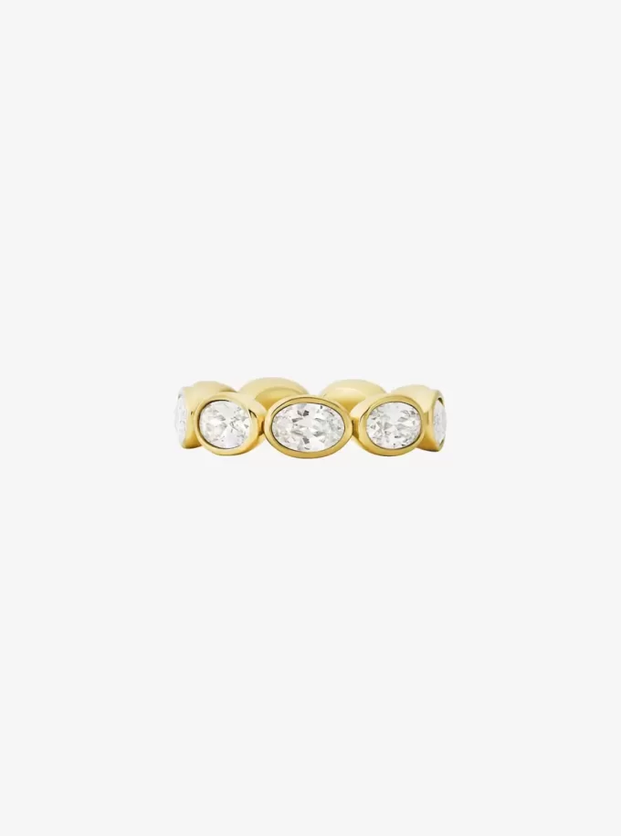 Anillo de tenis de circonita cúbica chapado en metal precioso Anillo de tenis de circonita cúbica chapado en metal precioso