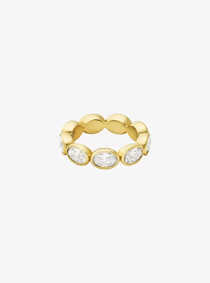 Anillo de tenis de circonita cúbica chapado en metal precioso Anillo de tenis de circonita cúbica chapado en metal precioso