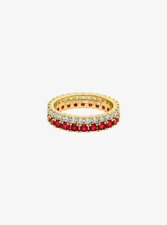 Anillo doble pavé bicolor