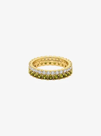 Anillo doble pavé bicolor