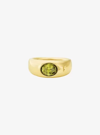 Anillo sello de circonita cúbica chapado en metal precioso