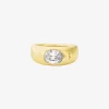 Anillo sello de circonita cúbica chapado en metal precioso Anillo sello de circonita cúbica chapado en metal precioso