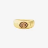 Anillo sello de circonita cúbica chapado en metal precioso