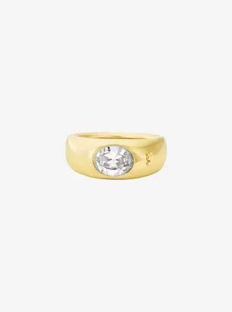 Anillo sello de circonita cúbica chapado en metal precioso Anillo sello de circonita cúbica chapado en metal precioso