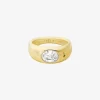 Anillo sello de circonita cúbica chapado en metal precioso Anillo sello de circonita cúbica chapado en metal precioso