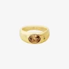 Anillo sello de circonita cúbica chapado en metal precioso