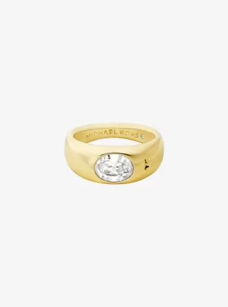 Anillo sello de circonita cúbica chapado en metal precioso Anillo sello de circonita cúbica chapado en metal precioso