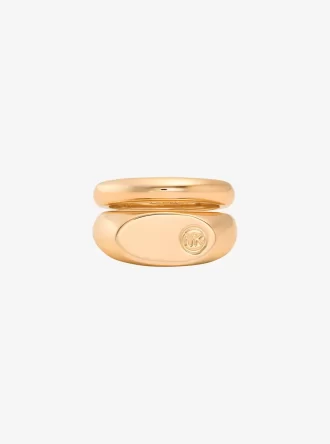 Anillo sello de doble capa con logotipo grabado
