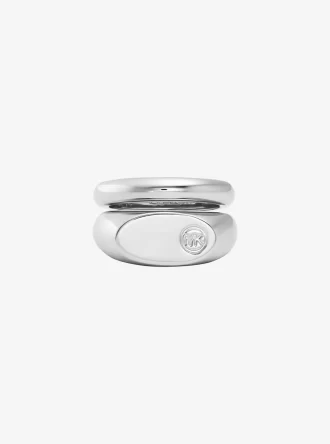 Anillo sello de doble capa con logotipo grabado