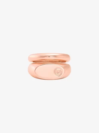 Anillo sello de doble capa con logotipo grabado