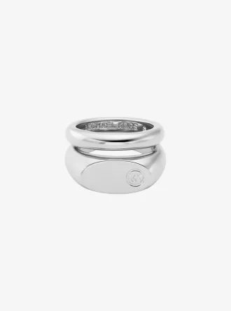 Anillo sello de doble capa con logotipo grabado