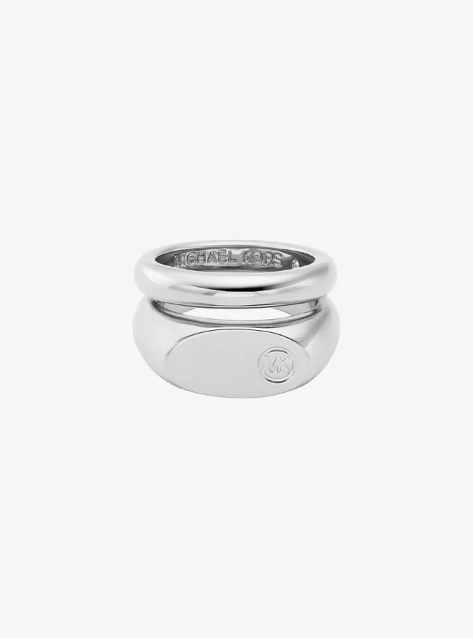 Anillo sello de doble capa con logotipo grabado