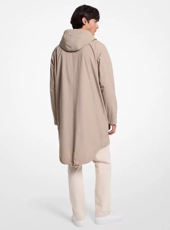 Anorak de popelina de algodón elástico teñido en prenda Anorak de popelina de algodón elástico teñido en prenda