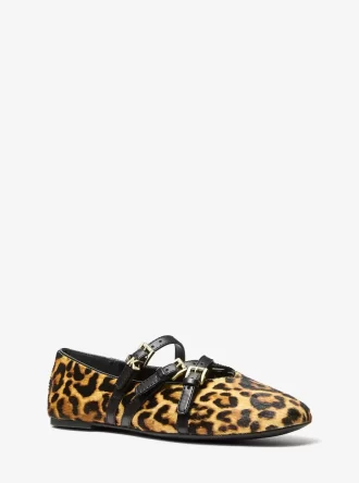 Bailarinas Indy Flex con estampado de leopardo y pelo de becerro