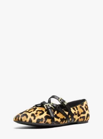 Bailarinas Indy Flex con estampado de leopardo y pelo de becerro