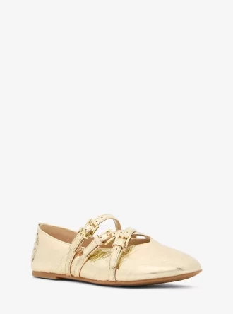 Bailarinas Indy Flex de piel metalizada craquelada