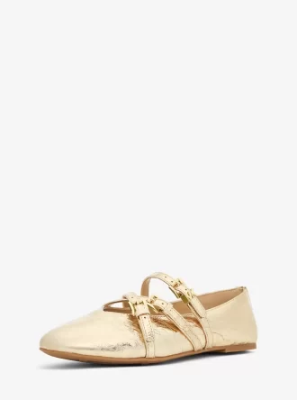 Bailarinas Indy Flex de piel metalizada craquelada