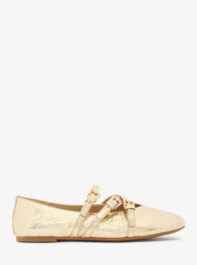 Bailarinas Indy Flex de piel metalizada craquelada