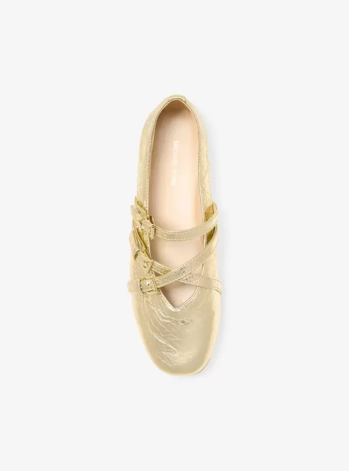 Bailarinas Indy Flex de piel metalizada craquelada