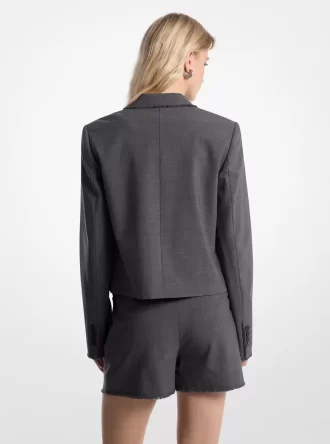 Blazer corto de lana tropical elástica deshilachada