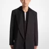 Blazer cruzado de franela de lana elástica Blazer cruzado de franela de lana elástica