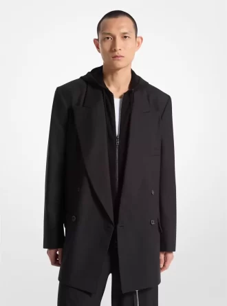 Blazer cruzado de franela de lana elástica