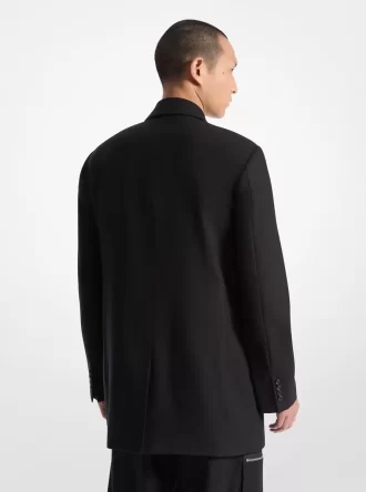 Blazer cruzado de franela de lana elástica
