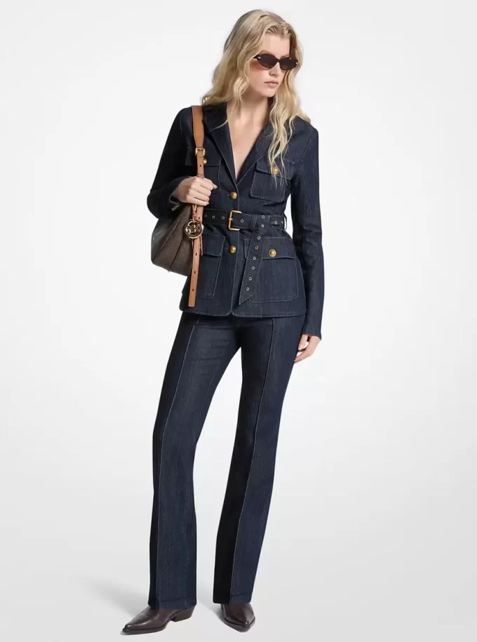 Blazer de mezclilla con cinturón Blazer de mezclilla con cinturón