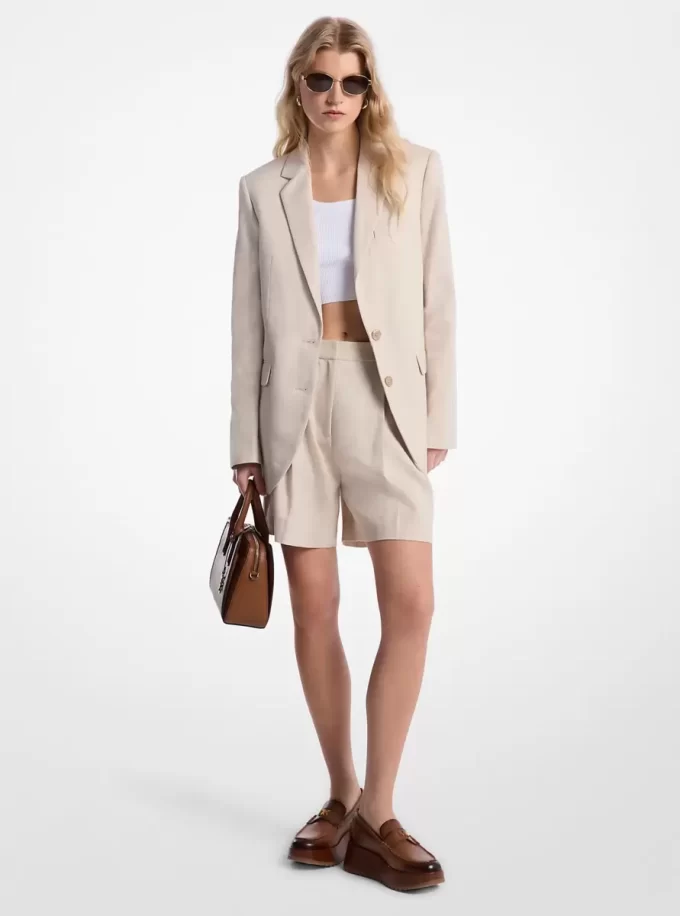Blazer de sarga de lino y algodón Blazer de sarga de lino y algodón