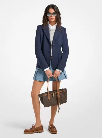 Blazer de sarga de mezcla de lana elástica