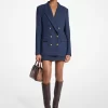 Blazer de sarga de mezcla de lana elástica Blazer de sarga de mezcla de lana elástica
