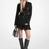 Blazer utilitario con cinturón de mezcla de lana elástica