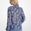Blusa de georgette con cuello anudado y estampado paisley Blusa de georgette con cuello anudado y estampado paisley