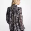 Blusa de georgette con estampado paisley metalizado Blusa de georgette con estampado paisley metalizado