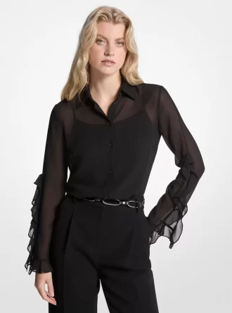 Blusa de georgette con volantes