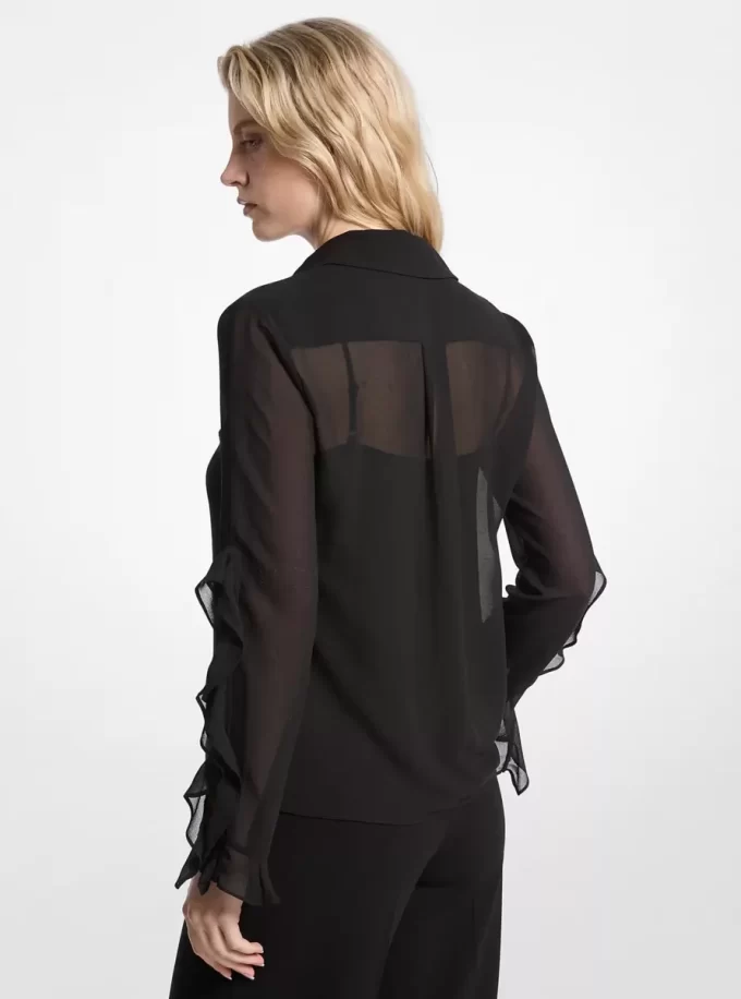 Blusa de georgette con volantes Blusa de georgette con volantes