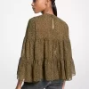 Blusa escalonada de georgette con estampado paisley