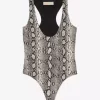 Body con cuello redondo y estampado de serpiente