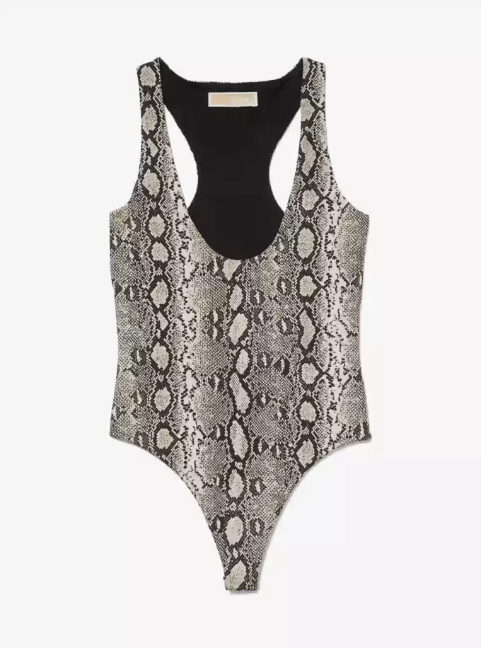Body con cuello redondo y estampado de serpiente