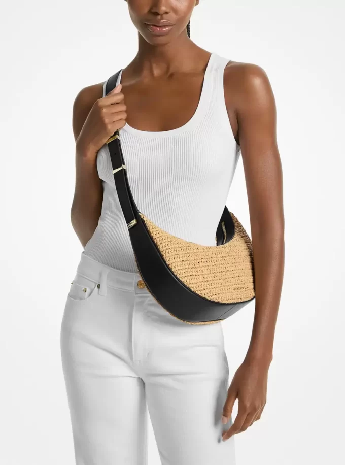 Bolso bandolera Avra mediano de ganchillo y piel Bolso bandolera Avra mediano de ganchillo y piel