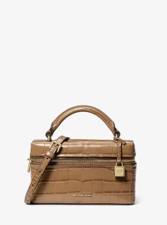 Bolso bandolera convertible Jana extrapequeño de piel con relieve de cocodrilo