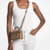 Bolso bandolera convertible Jana extrapequeño de piel con relieve de cocodrilo