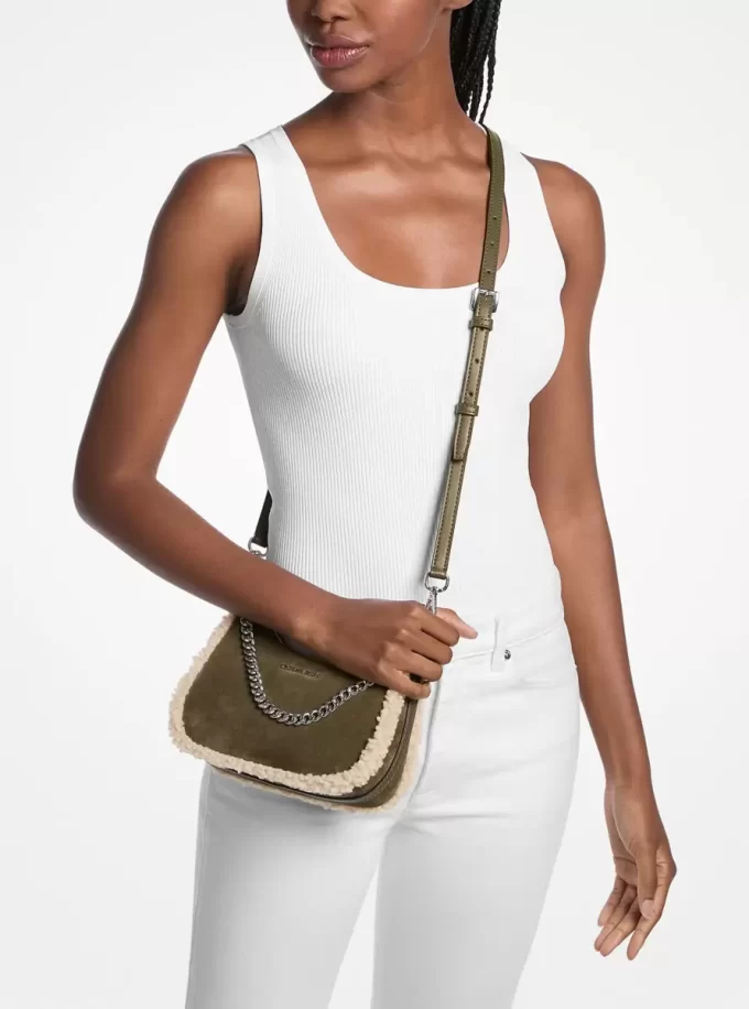 Bolso bandolera convertible Jet Set pequeño de ante y borreguillo sintético Bolso bandolera convertible Jet Set pequeño de ante y borreguillo sintético