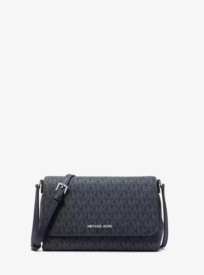 Bolso bandolera convertible mediano con logotipo de la firma Bolso bandolera convertible mediano con logotipo de la firma