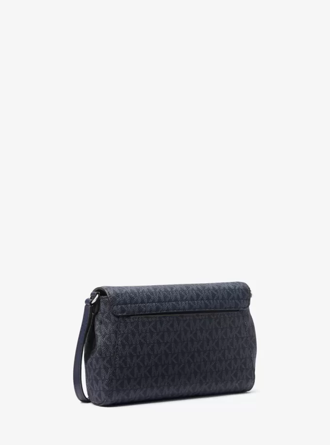 Bolso bandolera convertible mediano con logotipo de la firma Bolso bandolera convertible mediano con logotipo de la firma