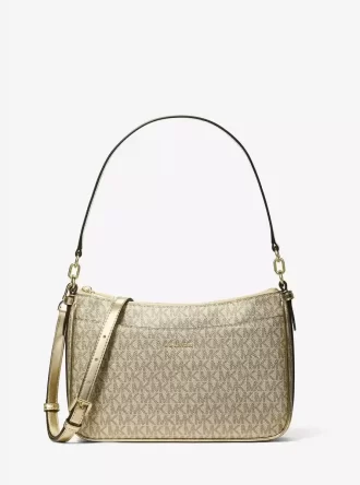 Bolso bandolera convertible mediano Jet Set con logotipo metálico de la firma
