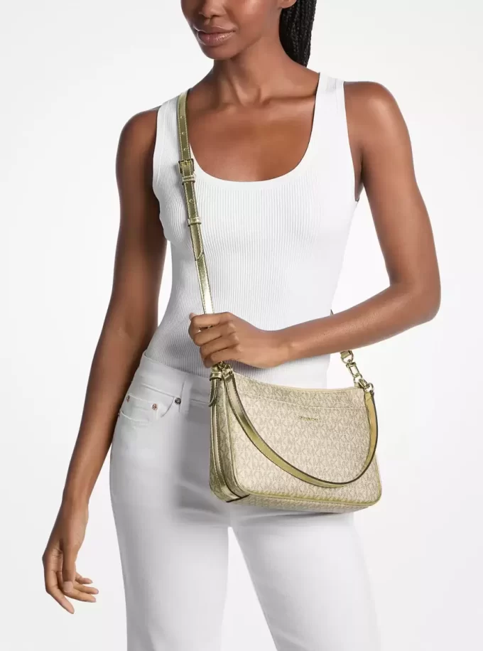 Bolso bandolera convertible mediano Jet Set con logotipo metálico de la firma